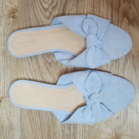 Ann Taylor Light Blue Open Toe Flats Size 8 - Picture 2 of 10